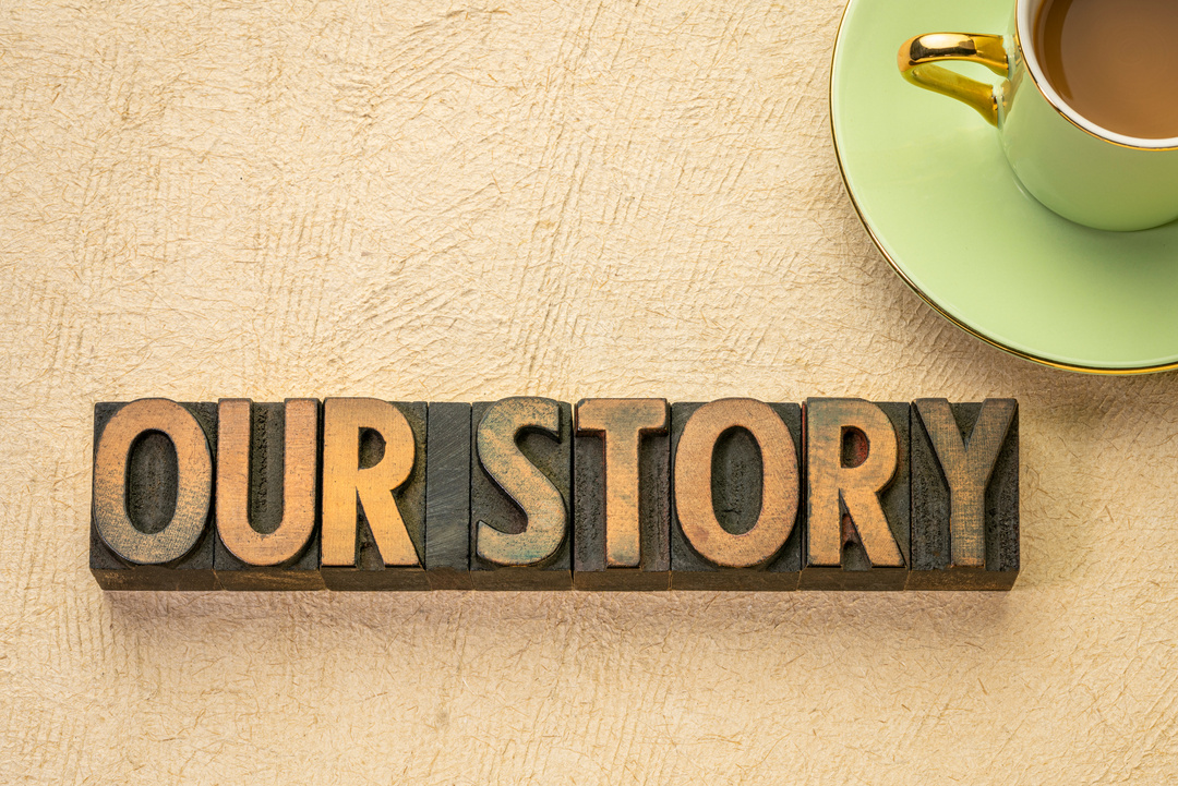 our story word abstract in wood type